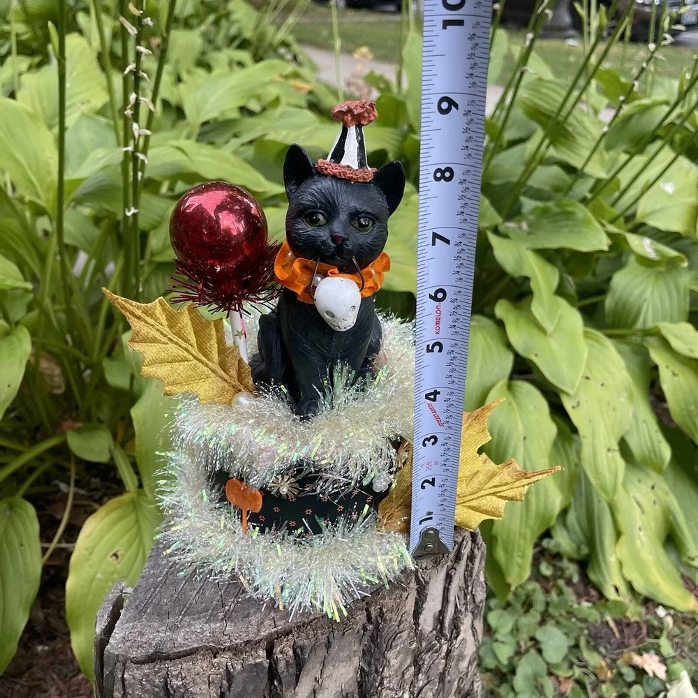 Vintage Halloween Assemblage Black‎ Cat Bethany Lowe Figure Candy Jackolantern